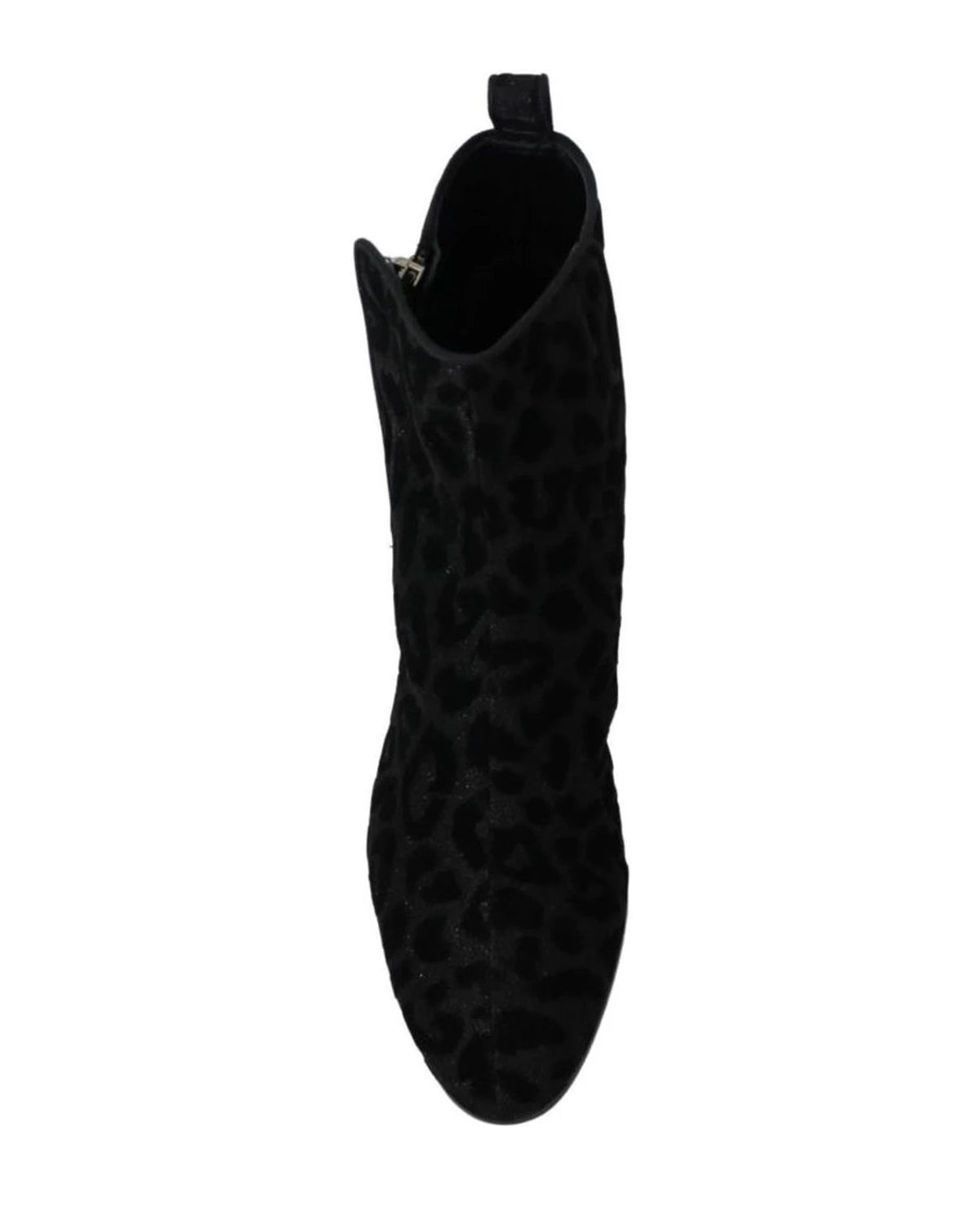 Dolce & Gabbana Black Leopard Short Boots Zipper Shoes Boots