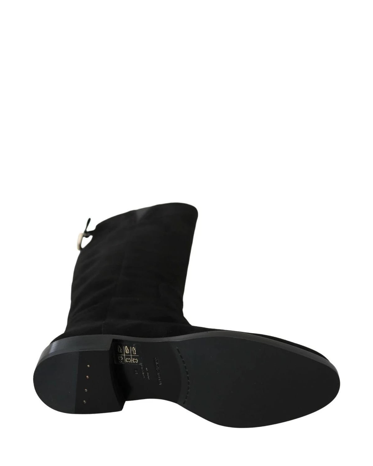 Dolce & Gabbana Black Suede Knee High Flat Boots Boots