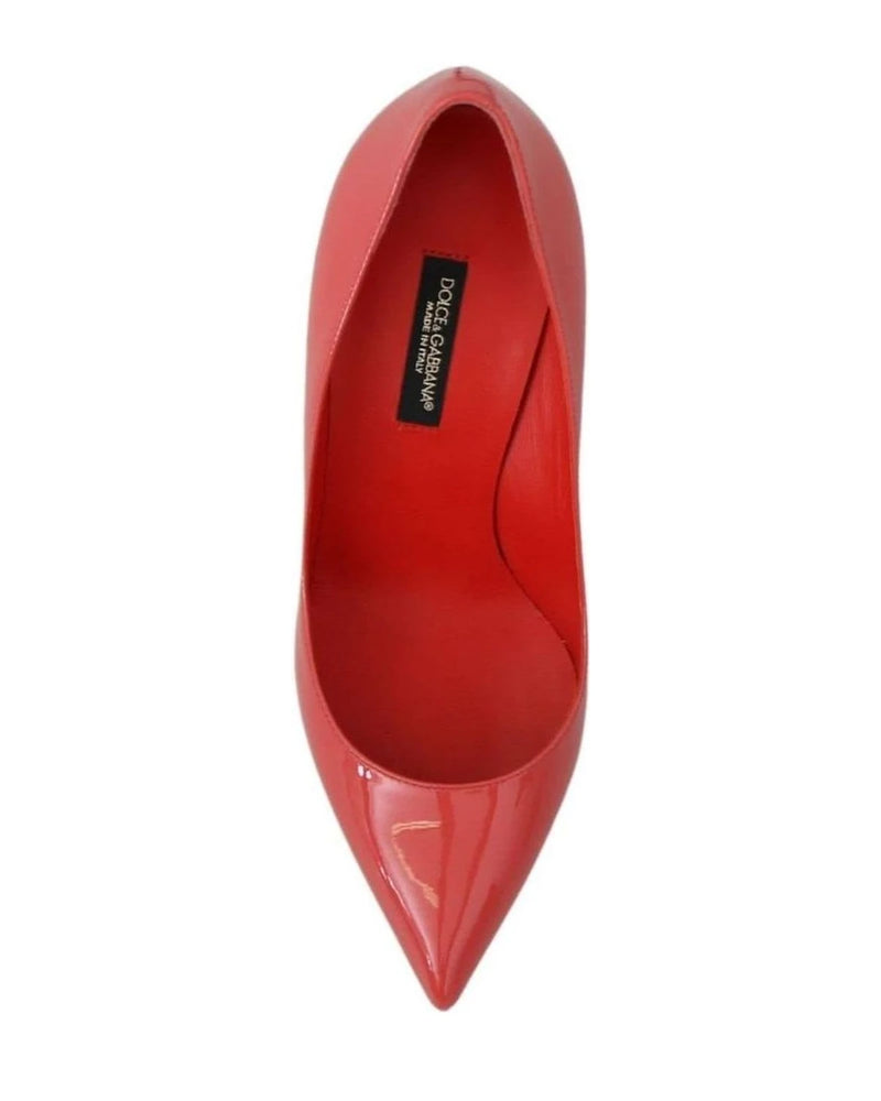 Dolce & Gabbana Pink Leather Dark Patent Heels Pumps Heels