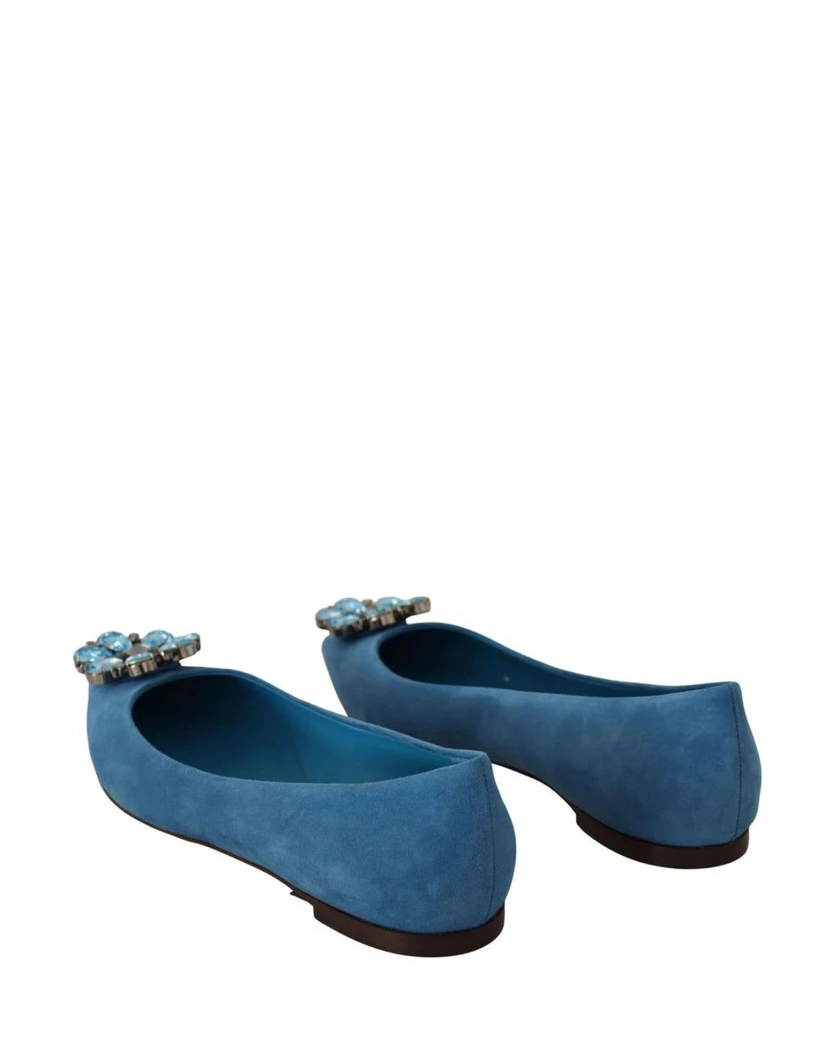 Dolce & Gabbana Blue Suede Crystals Loafers Flats Shoes Flats