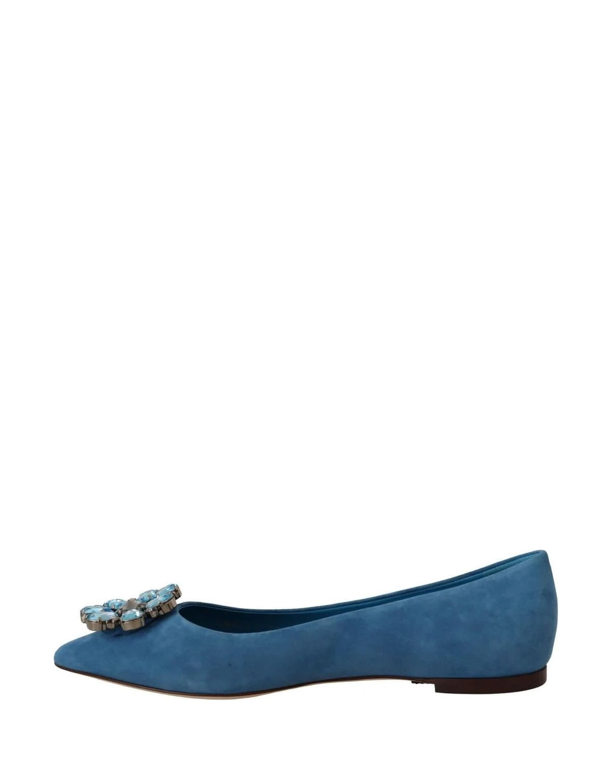 Dolce & Gabbana Blue Suede Crystals Loafers Flats Shoes Flats