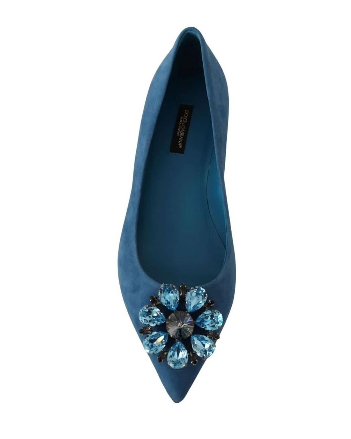Dolce & Gabbana Blue Suede Crystals Loafers Flats Shoes Flats