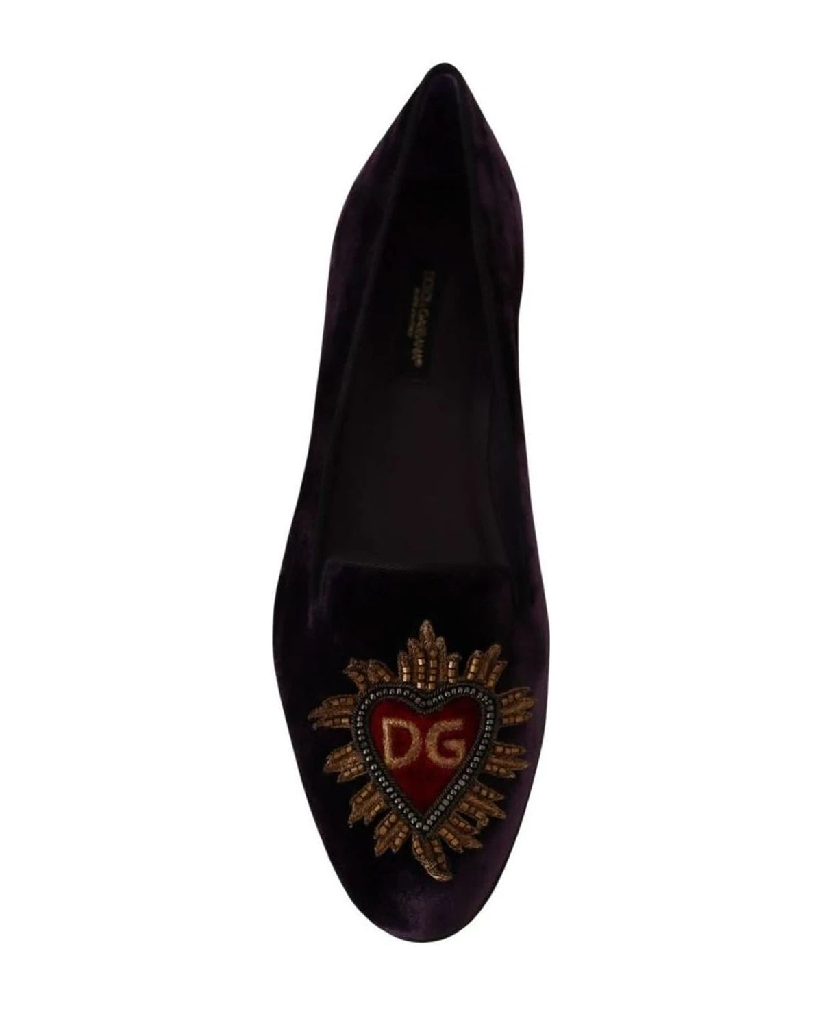 Dolce & Gabbana Purple Velvet Dg Heart Loafers Flats Shoes Flats