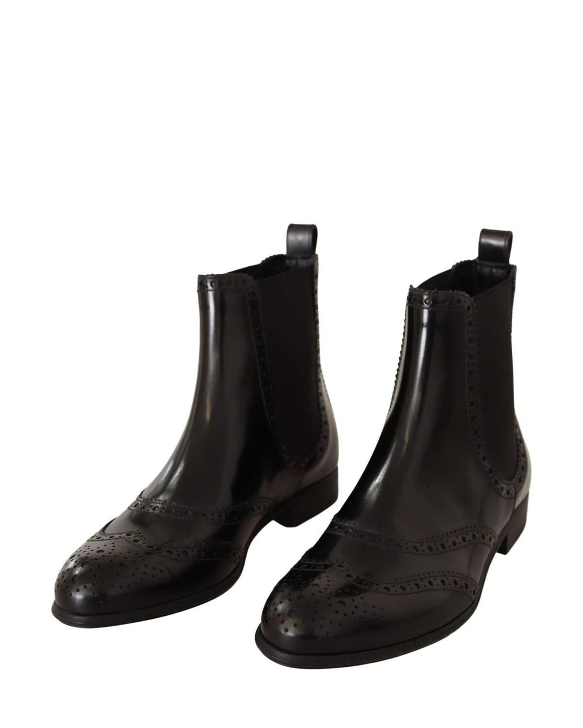 Dolce & Gabbana Black Leather Ankle High Flat Boots Boots