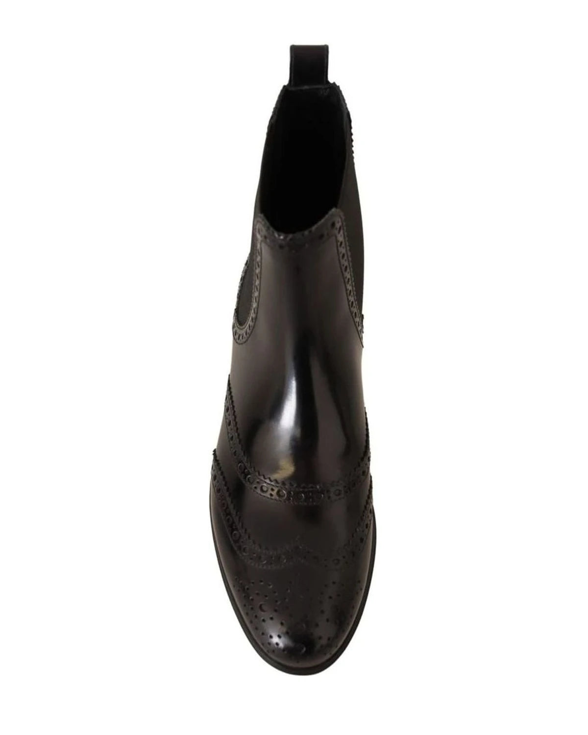 Dolce & Gabbana Black Leather Ankle High Flat Boots Boots