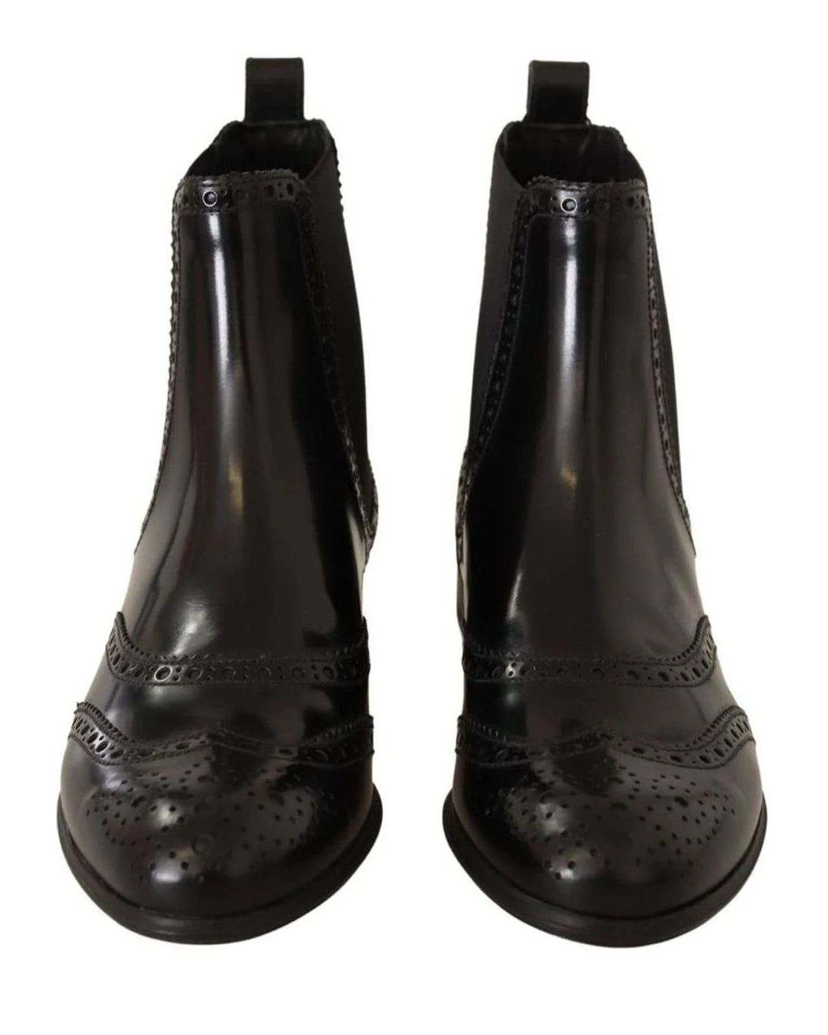 Dolce & Gabbana Black Leather Ankle High Flat Boots Boots