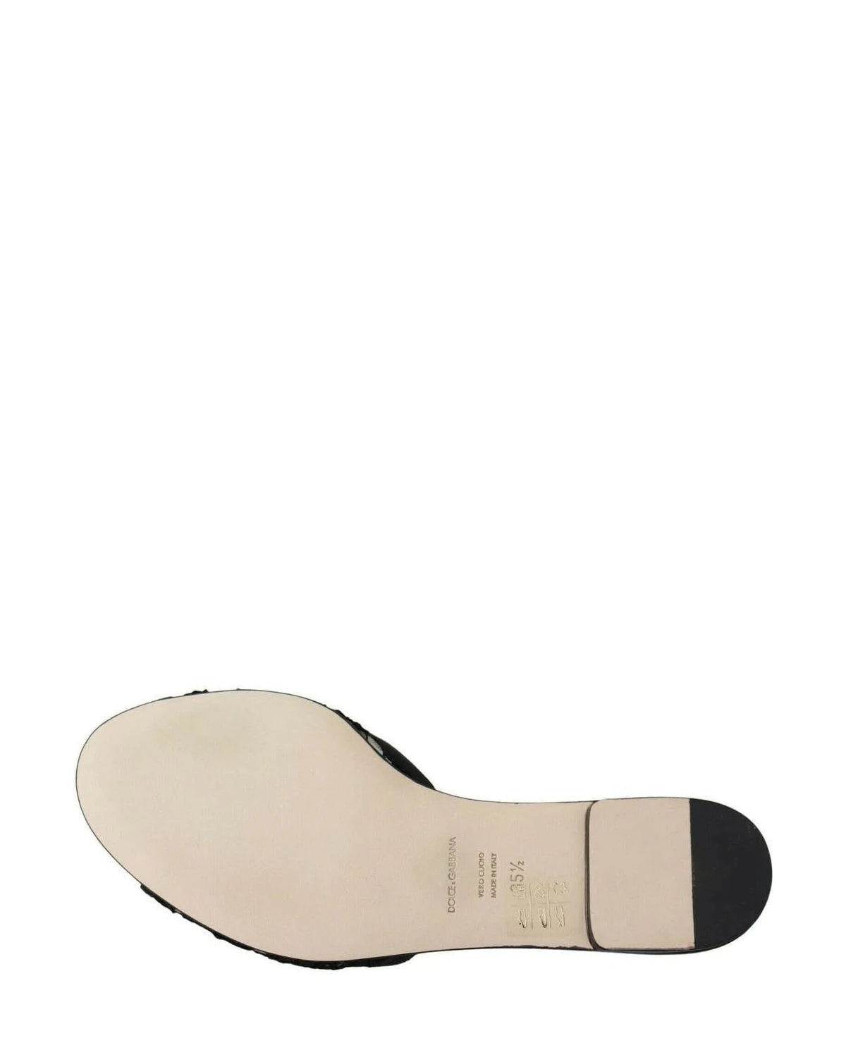 Dolce & Gabbana Black Lace Taormina Slides Crystals Flats Shoes Flats