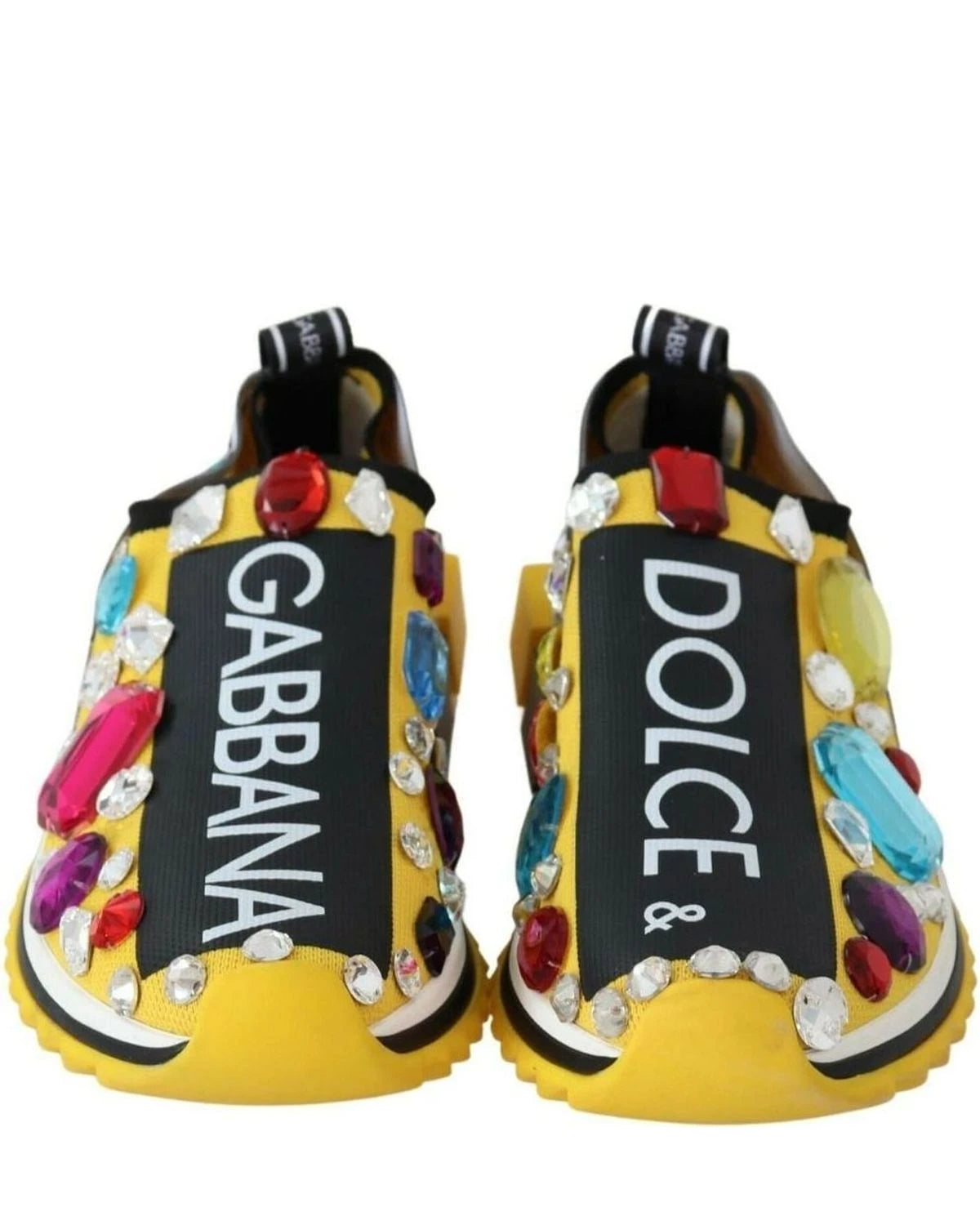 Dolce & Gabbana Yellow Crystals Sneakers Shoes Sneakers