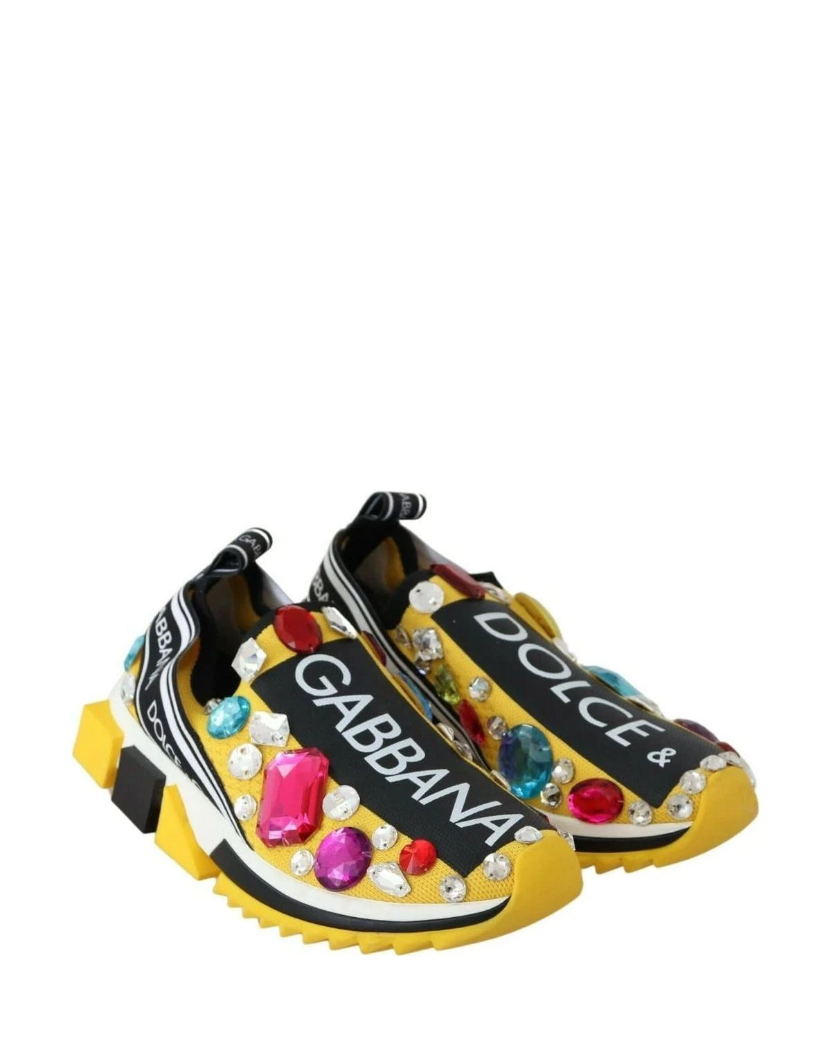 Dolce & Gabbana Yellow Crystals Sneakers Shoes Sneakers