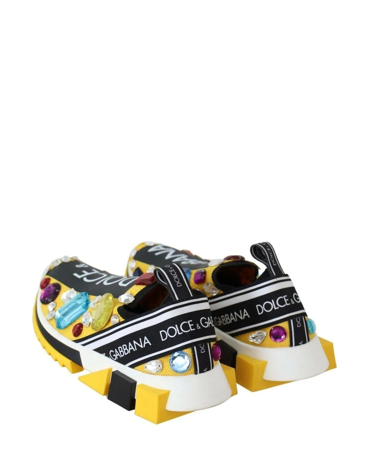 Dolce & Gabbana Yellow Crystals Sneakers Shoes Sneakers