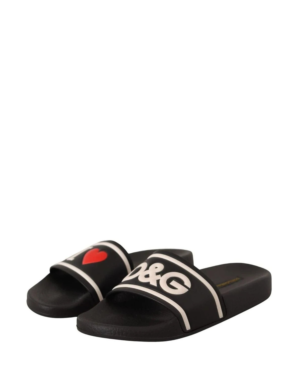 Dolce & Gabbana Black Leather Slides Sandals Sandals