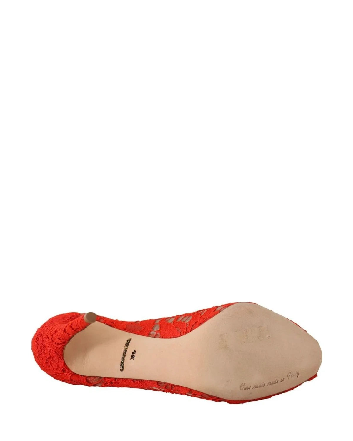 Dolce & Gabbana Red Lace Taormina Crystal Heels Pumps Heels