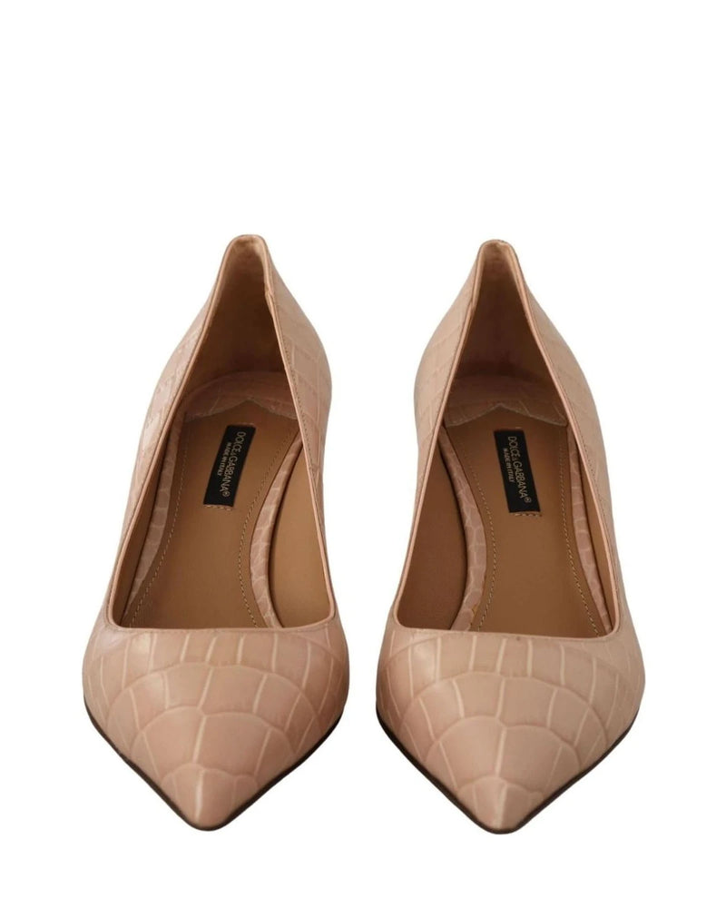 Dolce & Gabbana Beige Leather Pointed Heels Heels