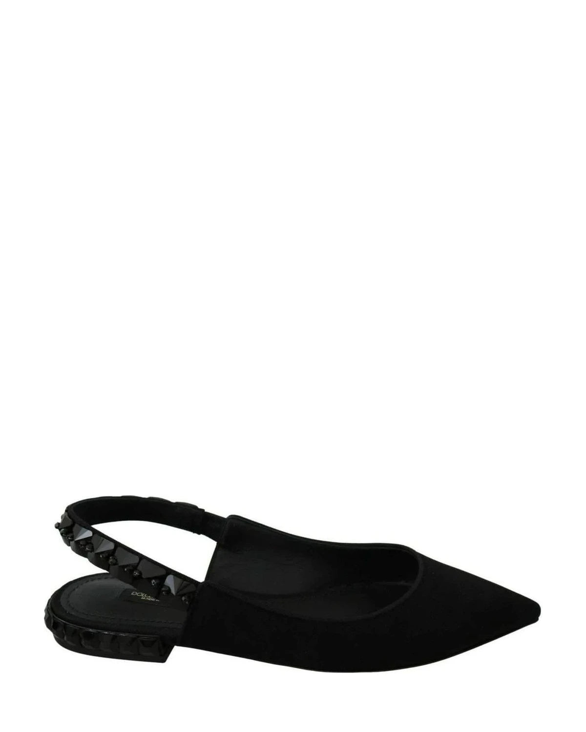 Dolce & Gabbana Black Flats Slingback Charmeuse Shoes Flats