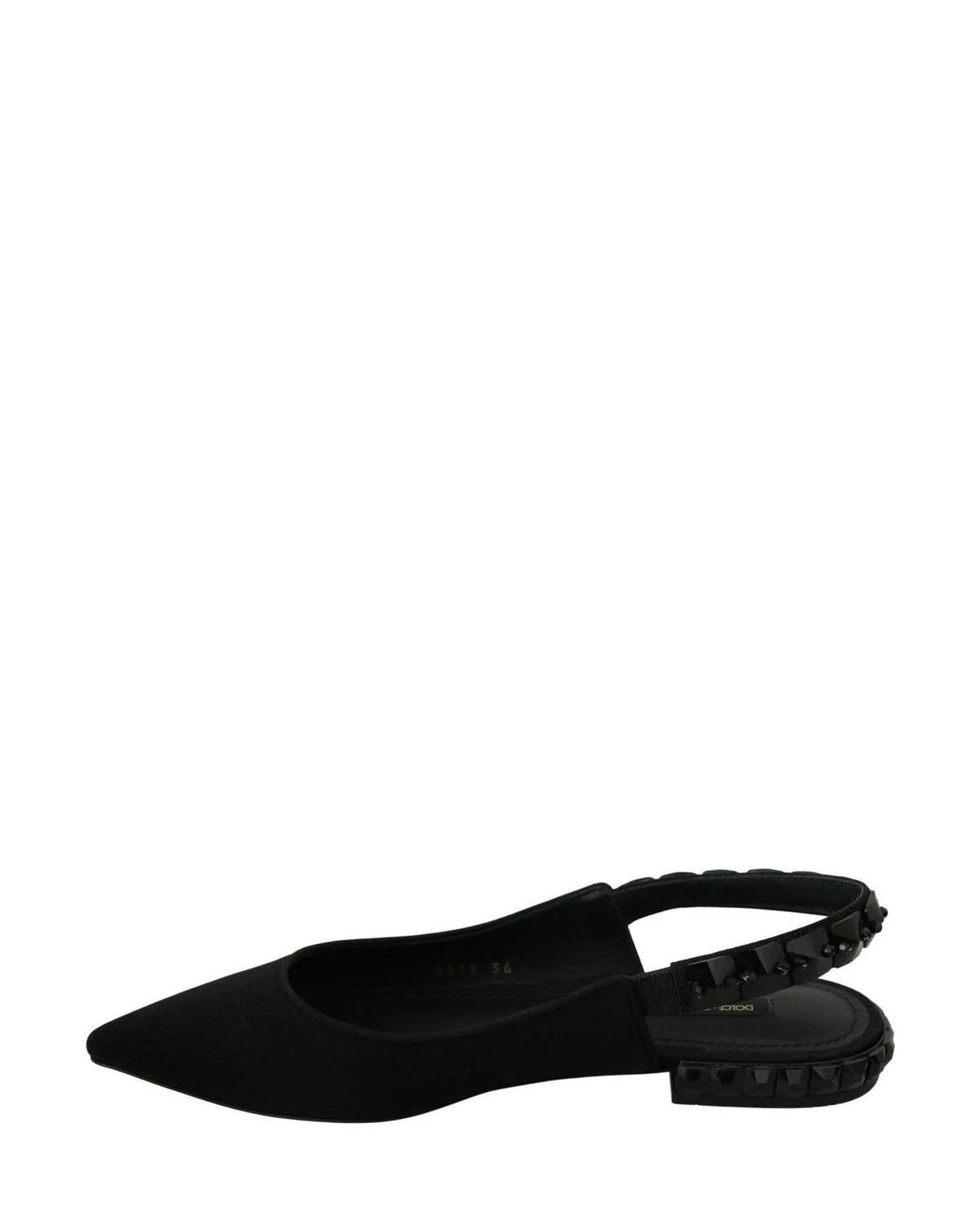 Dolce & Gabbana Black Flats Slingback Charmeuse Shoes Flats