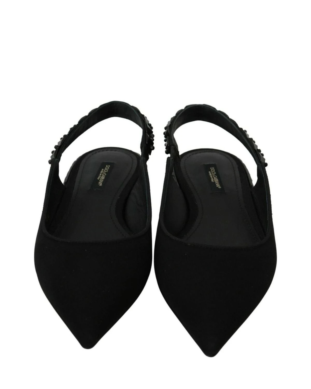 Dolce & Gabbana Black Flats Slingback Charmeuse Shoes Flats