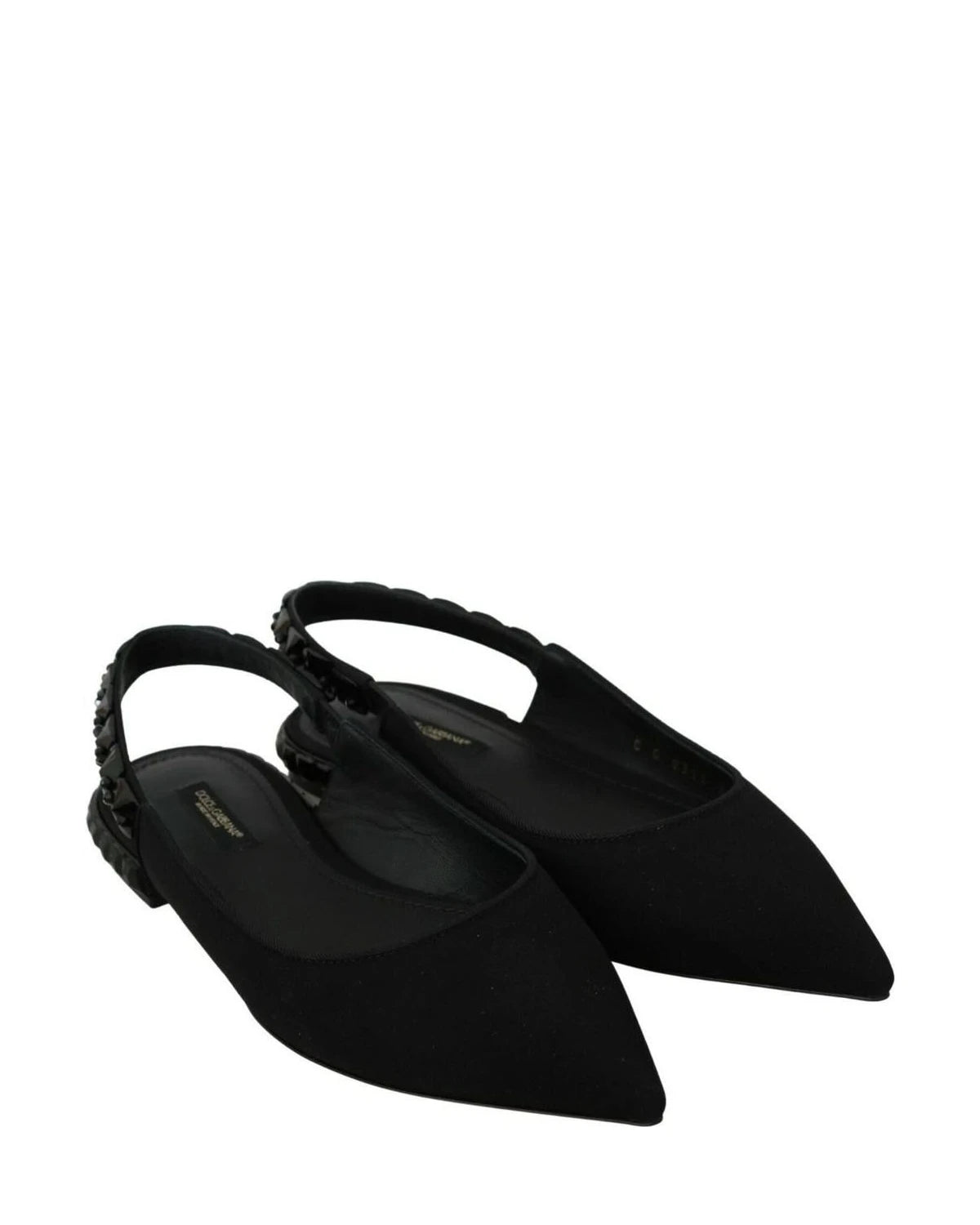 Dolce & Gabbana Black Flats Slingback Charmeuse Shoes Flats