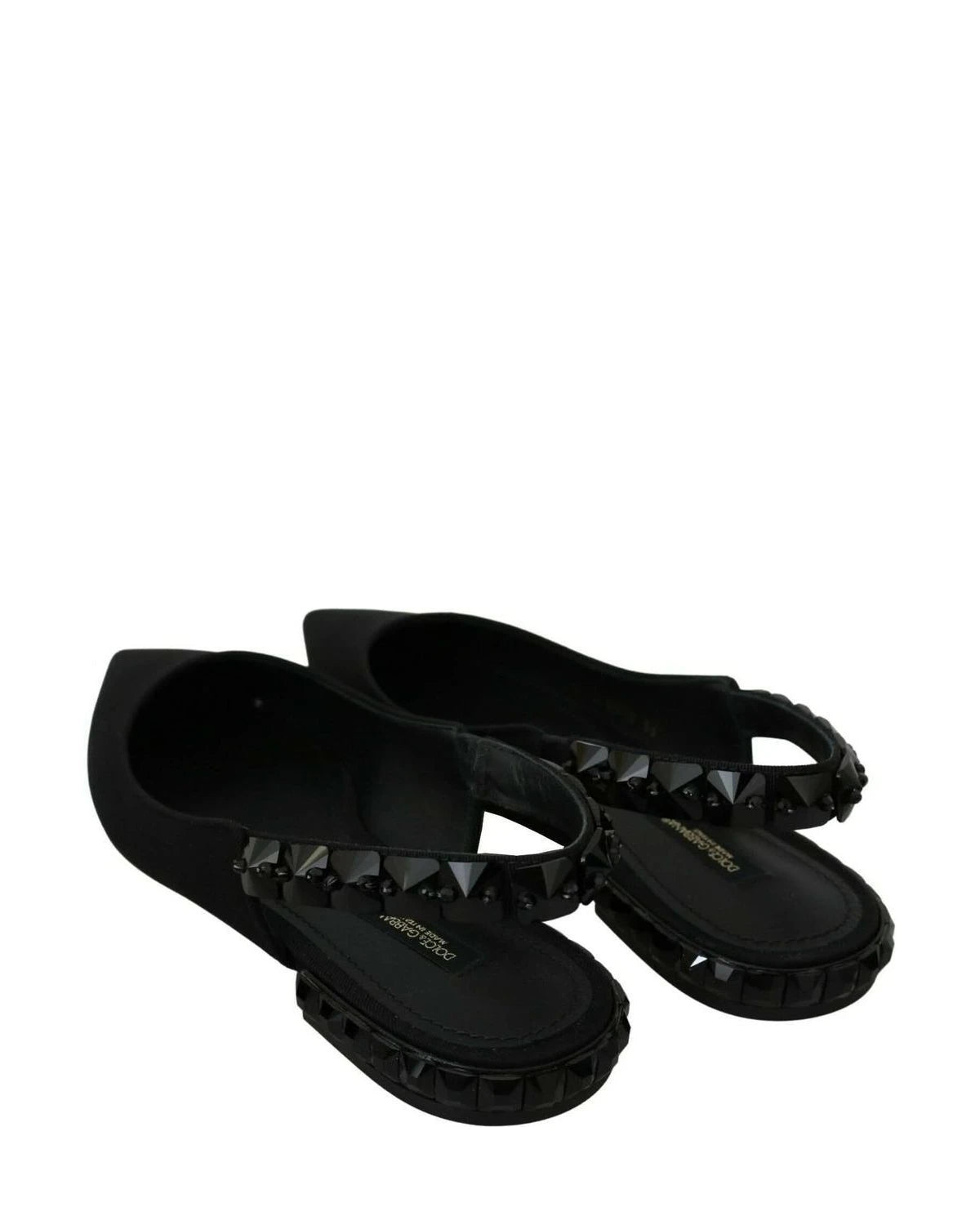 Dolce & Gabbana Black Flats Slingback Charmeuse Shoes Flats