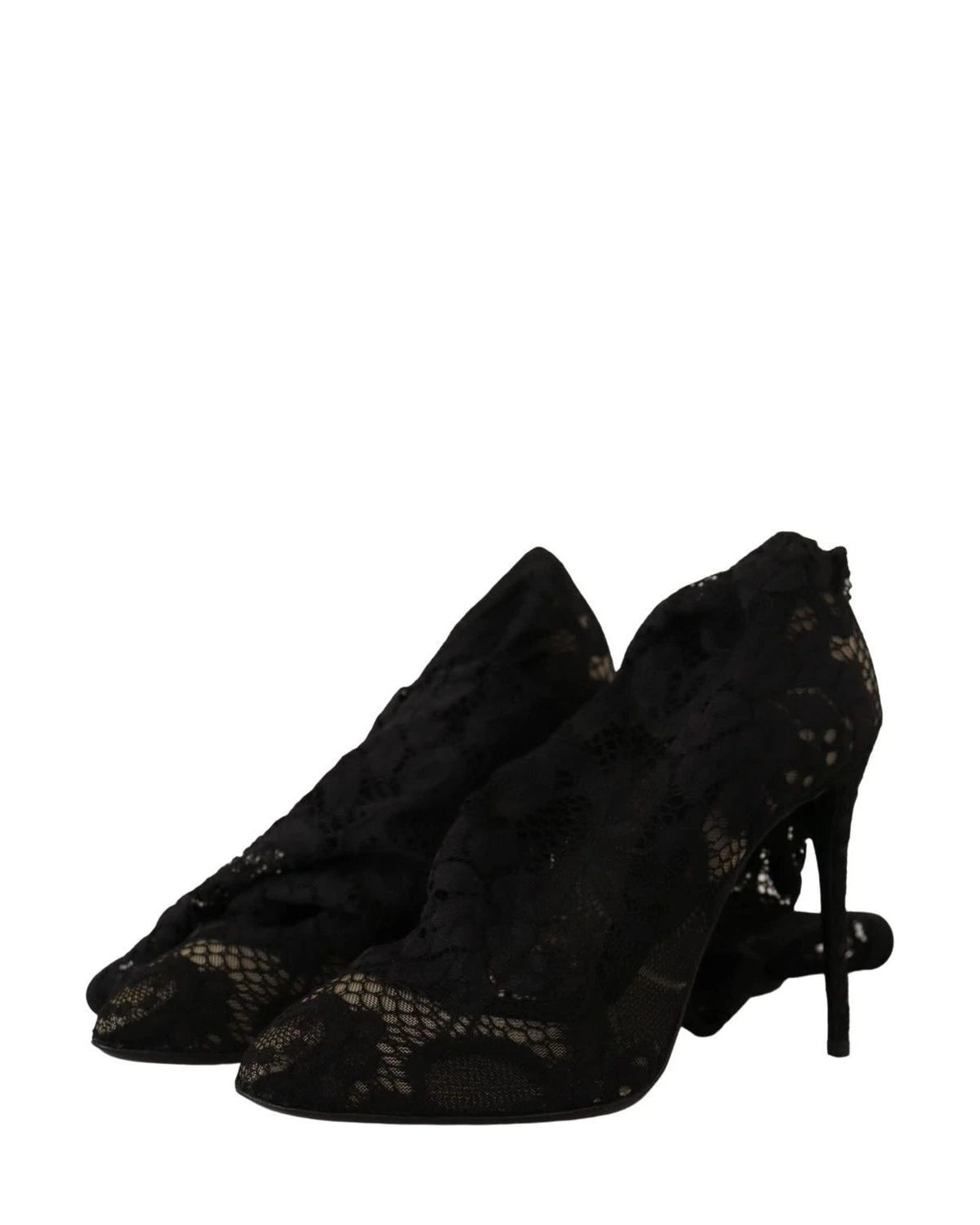 Dolce & Gabbana Black Lace Stretch Socks Taormina Boots Boots