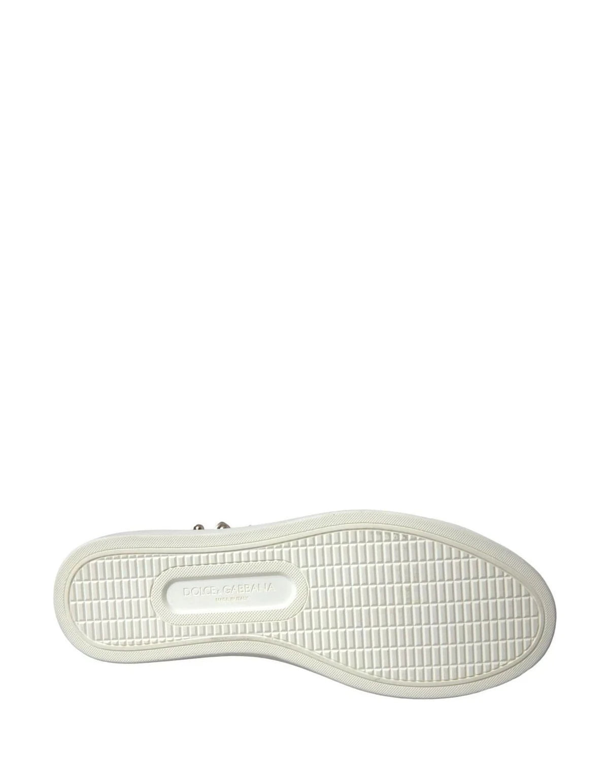 Dolce & Gabbana White Leather Gold Red Heart Sneakers Shoes Sneakers