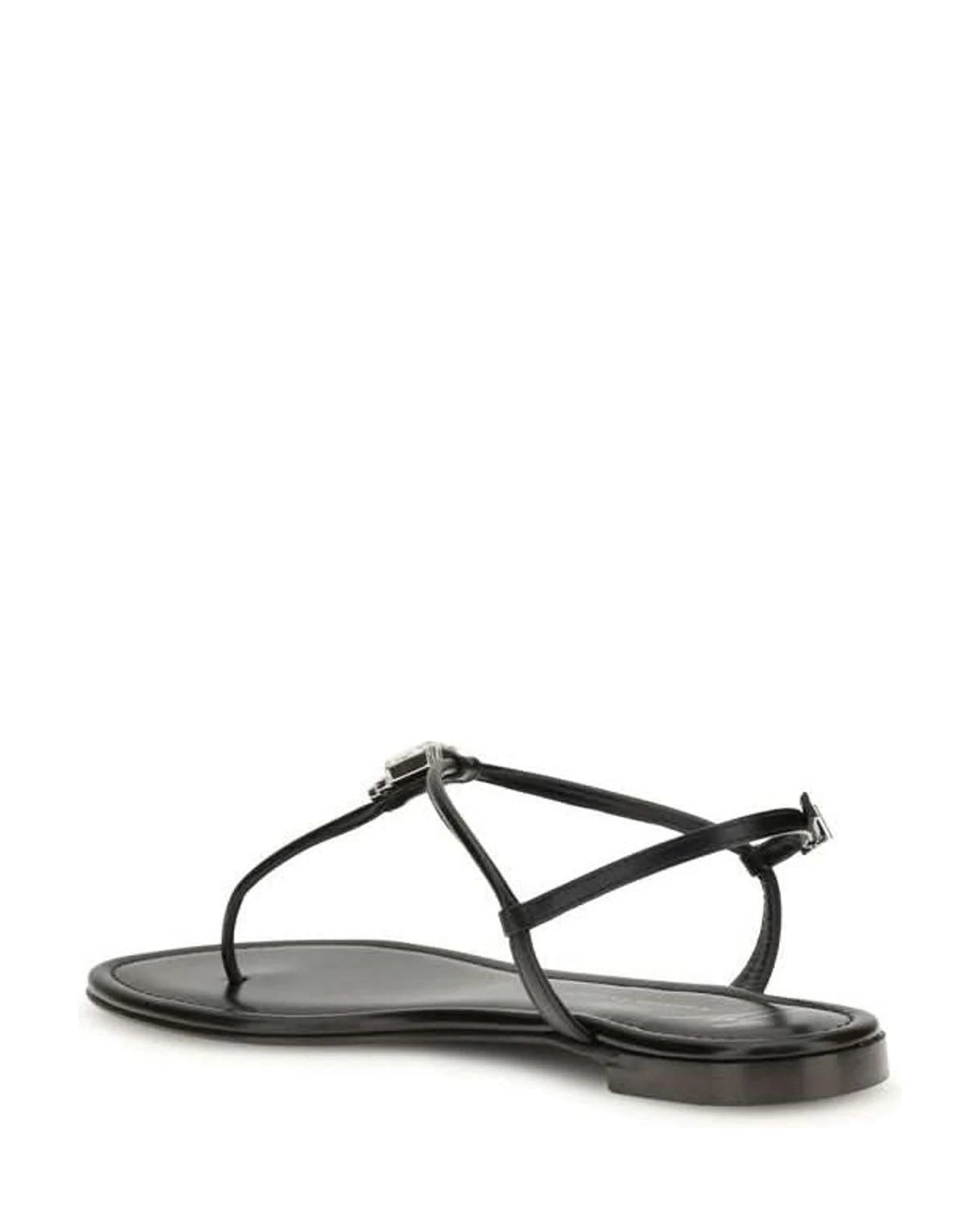 Giuseppe Zanotti Black Calf Leather Bos Taurus Flat Sandals Sandals