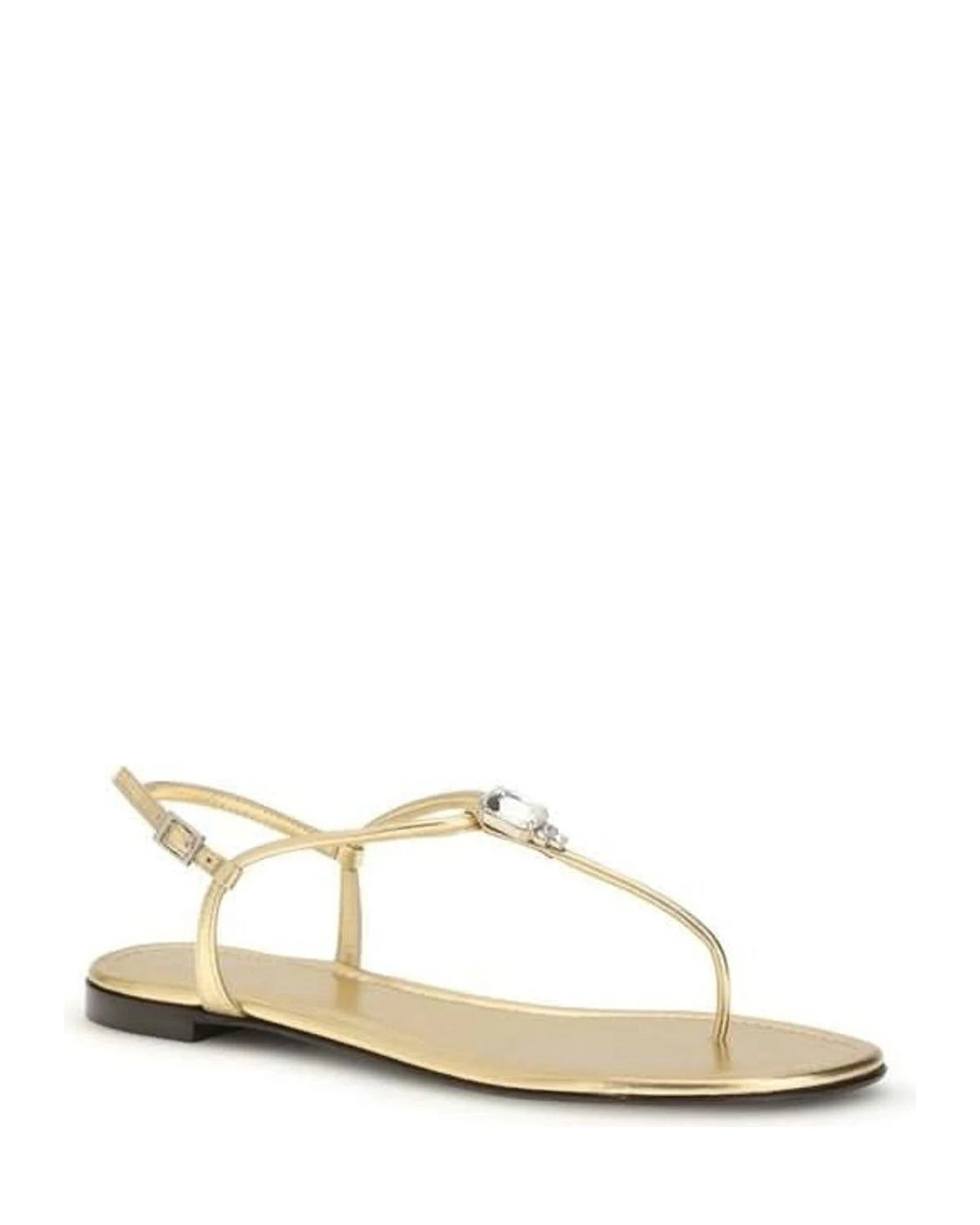 Giuseppe Zanotti Gold Calf Leather Bos Taurus Flat Sandals Sandals