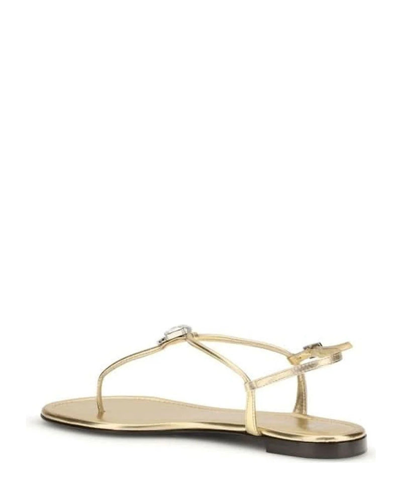 Giuseppe Zanotti Gold Calf Leather Bos Taurus Flat Sandals Sandals