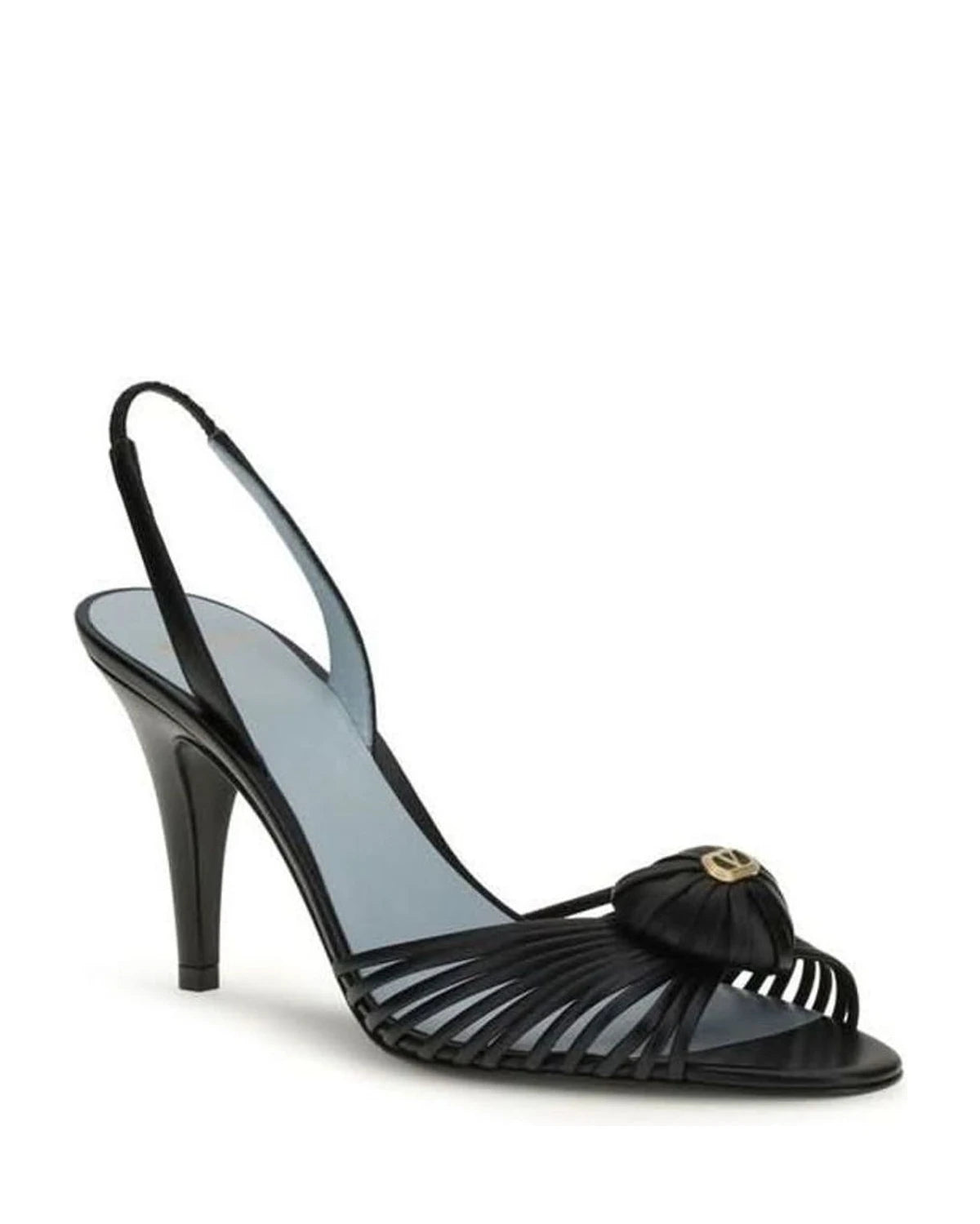 Valentino Garavani Black Calf Leather Bos Taurus Stiletto Heel Heels