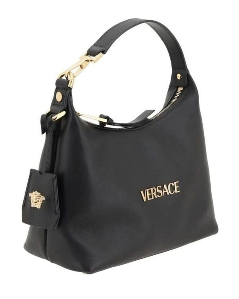 Versace Black Calf Leather Bos Taurus Handbag Hobo Bags