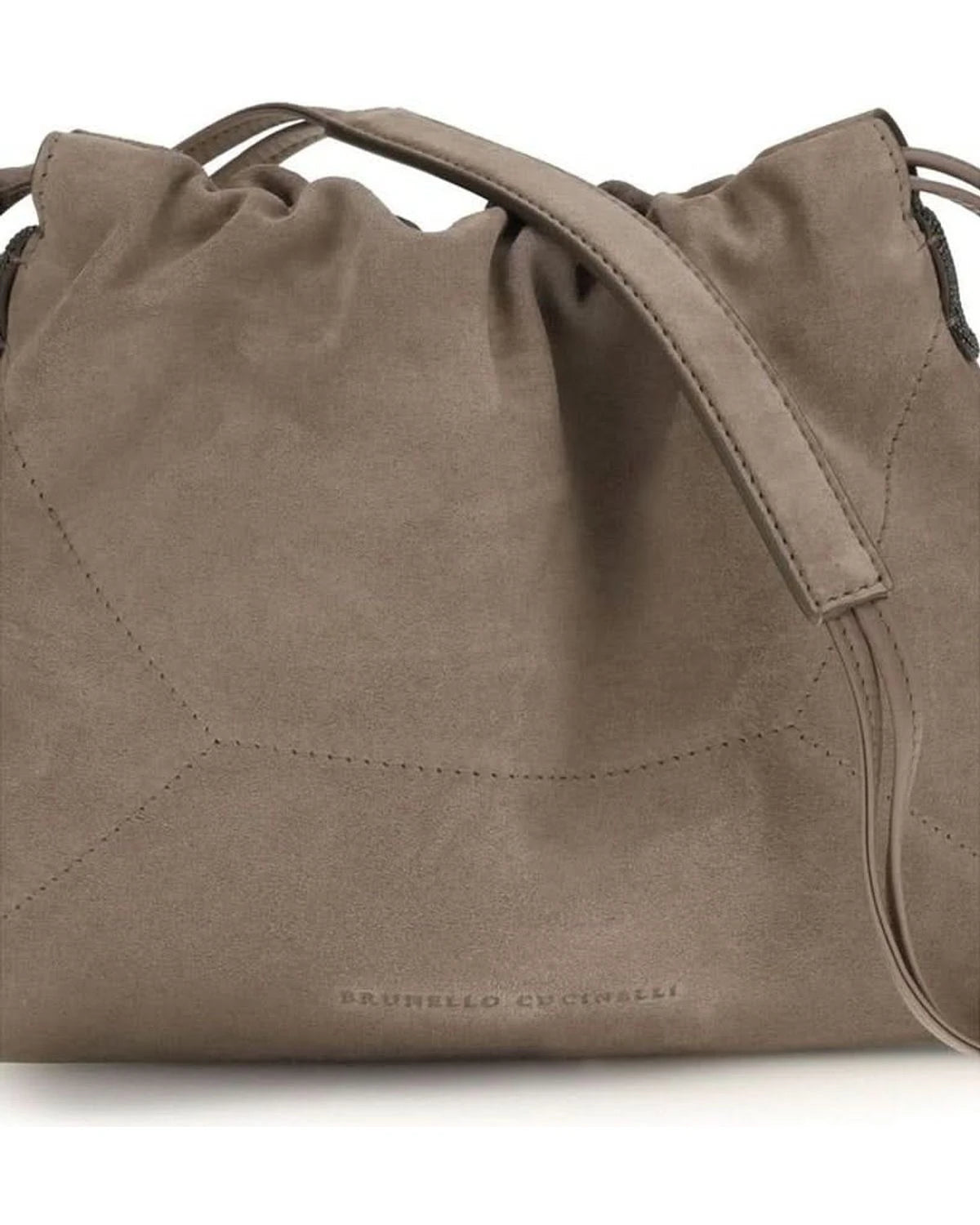 Brunello Cucinelli Beige Calf Leather Bos Taurus Shoulder Bag Shoulder Bags