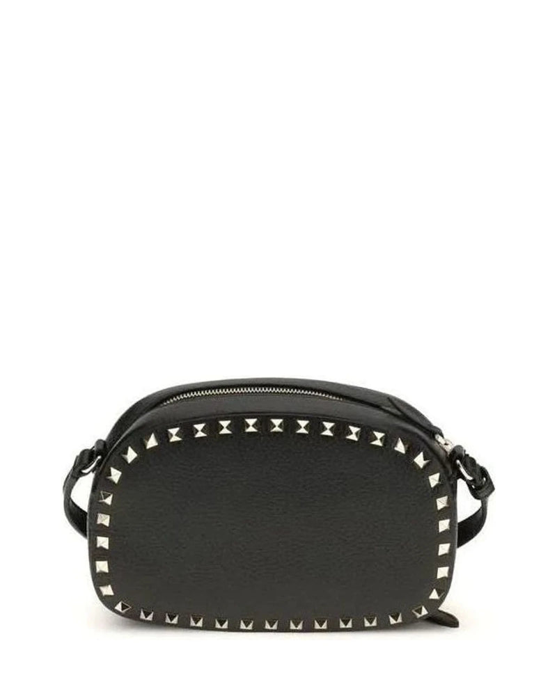 Valentino Garavani Black Calf Leather Bos Taurus Shoulder Bag Shoulder Bags