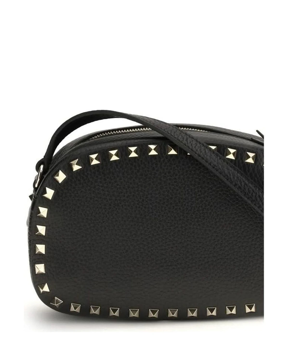 Valentino Garavani Black Calf Leather Bos Taurus Shoulder Bag Shoulder Bags