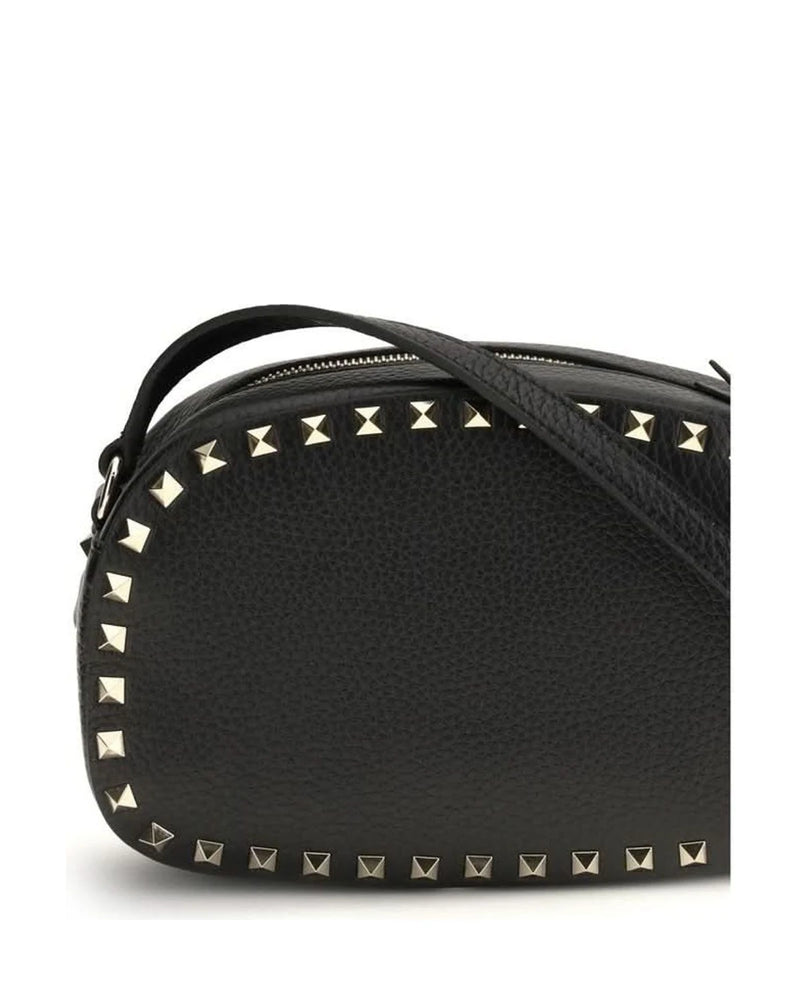 Valentino Garavani Black Calf Leather Bos Taurus Shoulder Bag Shoulder Bags