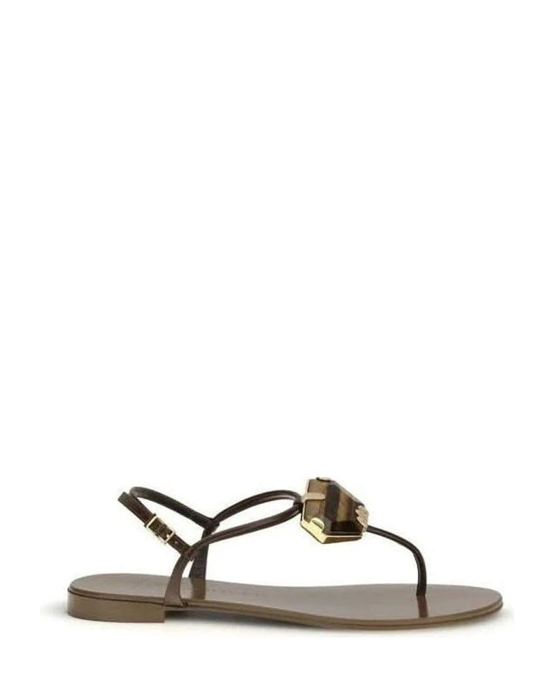 Giuseppe Zanotti Brown Stainless Steel Flat Sandals Sandals