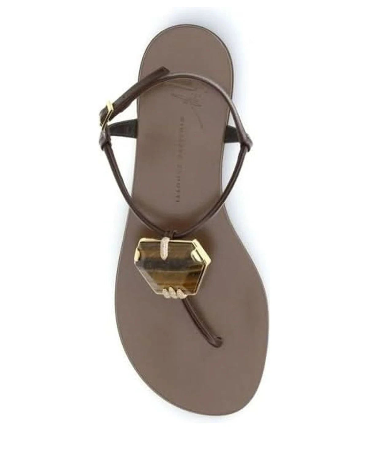 Giuseppe Zanotti Brown Stainless Steel Flat Sandals Sandals