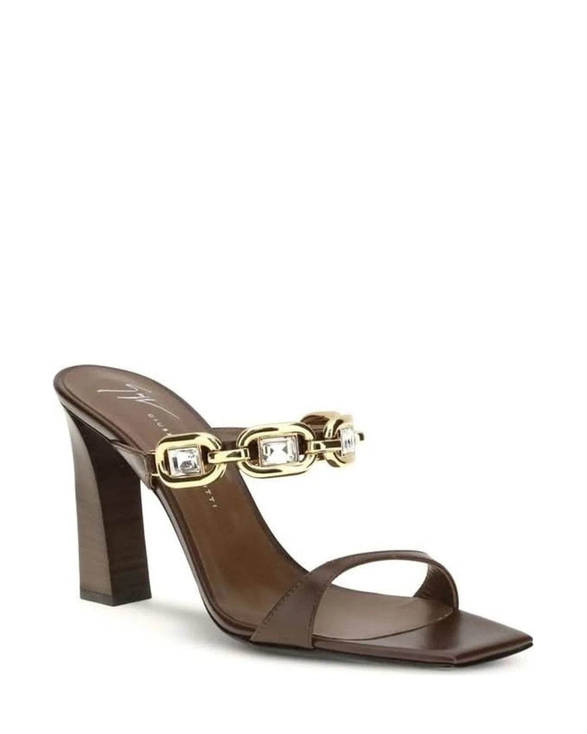 Giuseppe Zanotti Brown Calf Leather Bos Taurus Sandals Heels