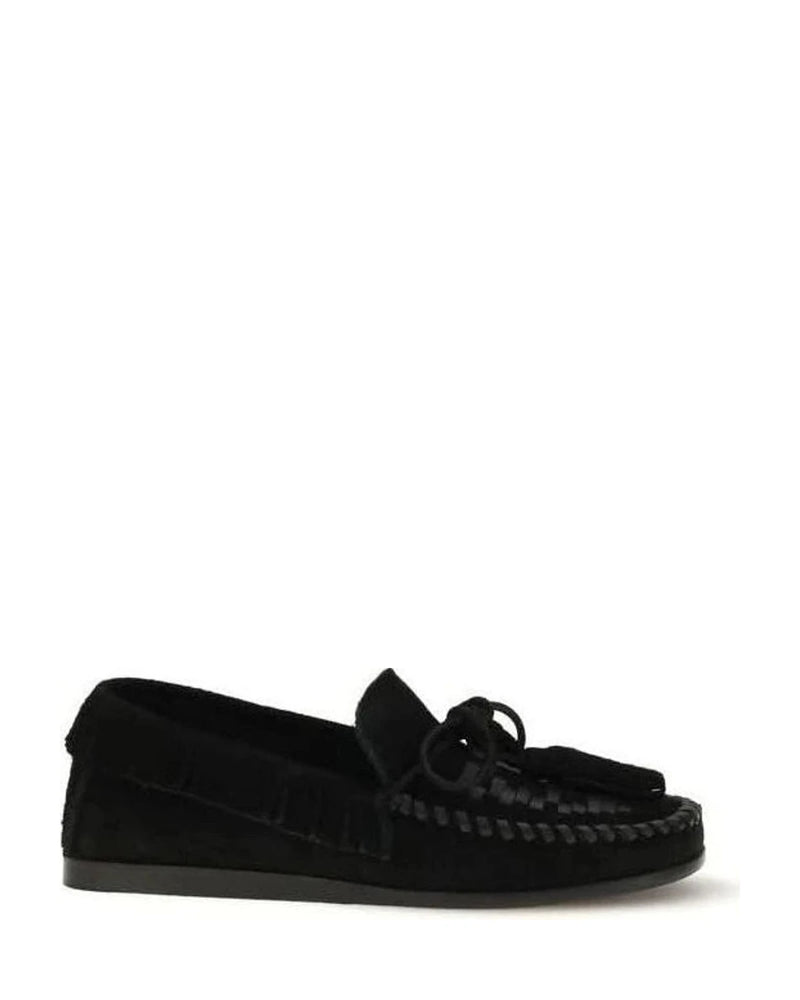Isabel Marant Black Calf Leather Bos Taurus Slip On Loafers Flats