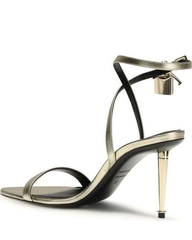 Tom Ford Gold Calf Leather Bos Taurus Stiletto Heel 