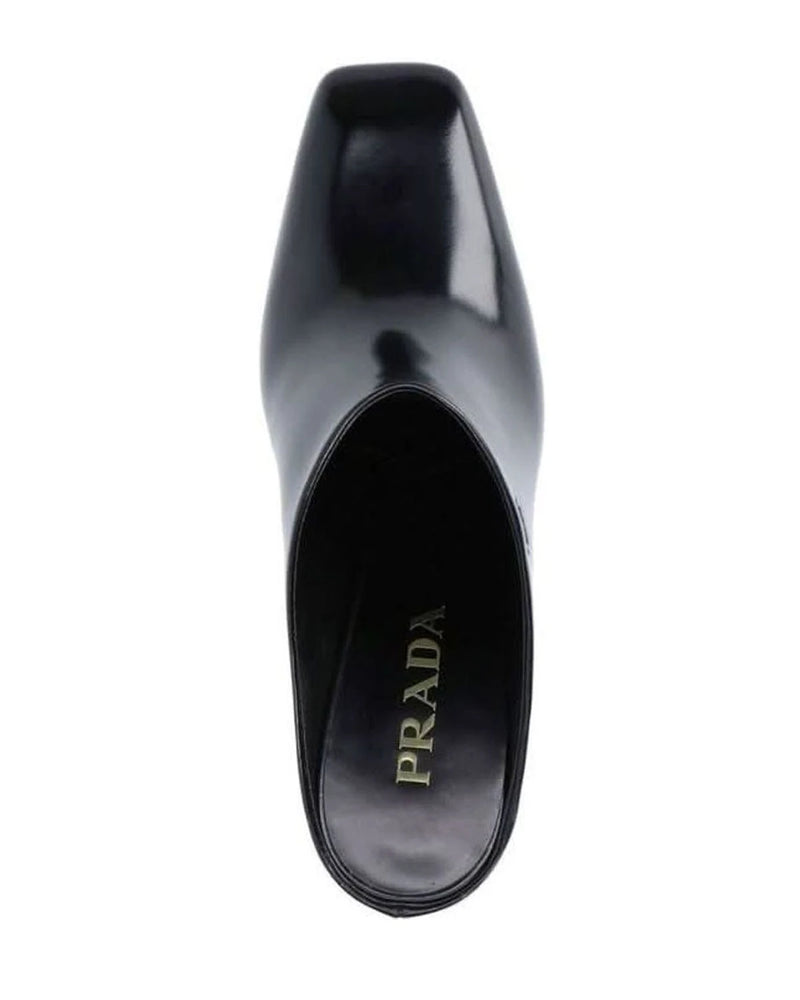 Prada Black Calfskin Mules 