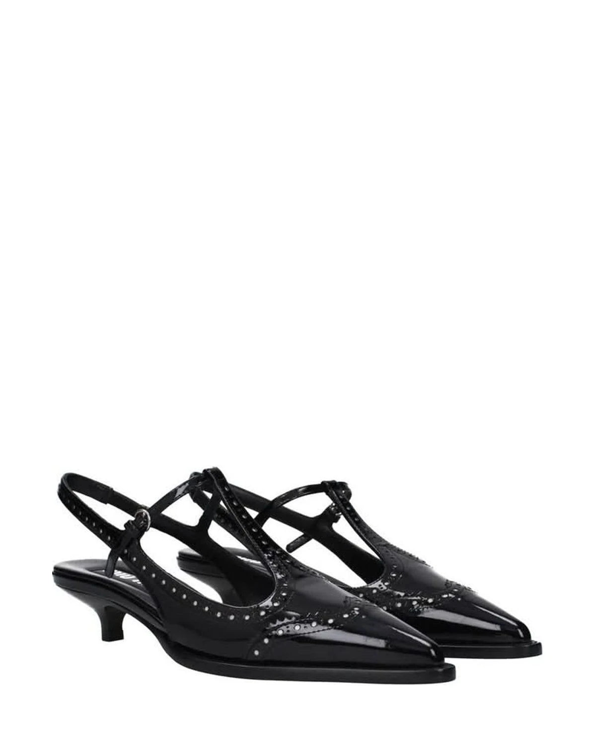 Miu Miu Black Calfskin Mid Heel Pumps 