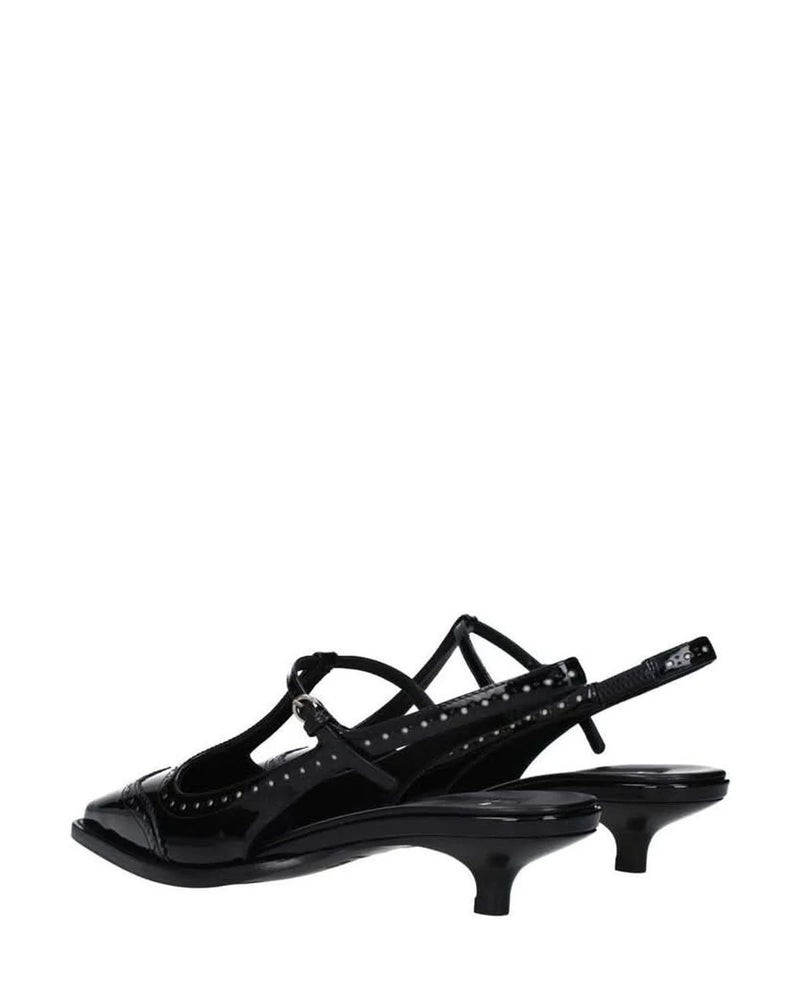 Miu Miu Black Calfskin Mid Heel Pumps 