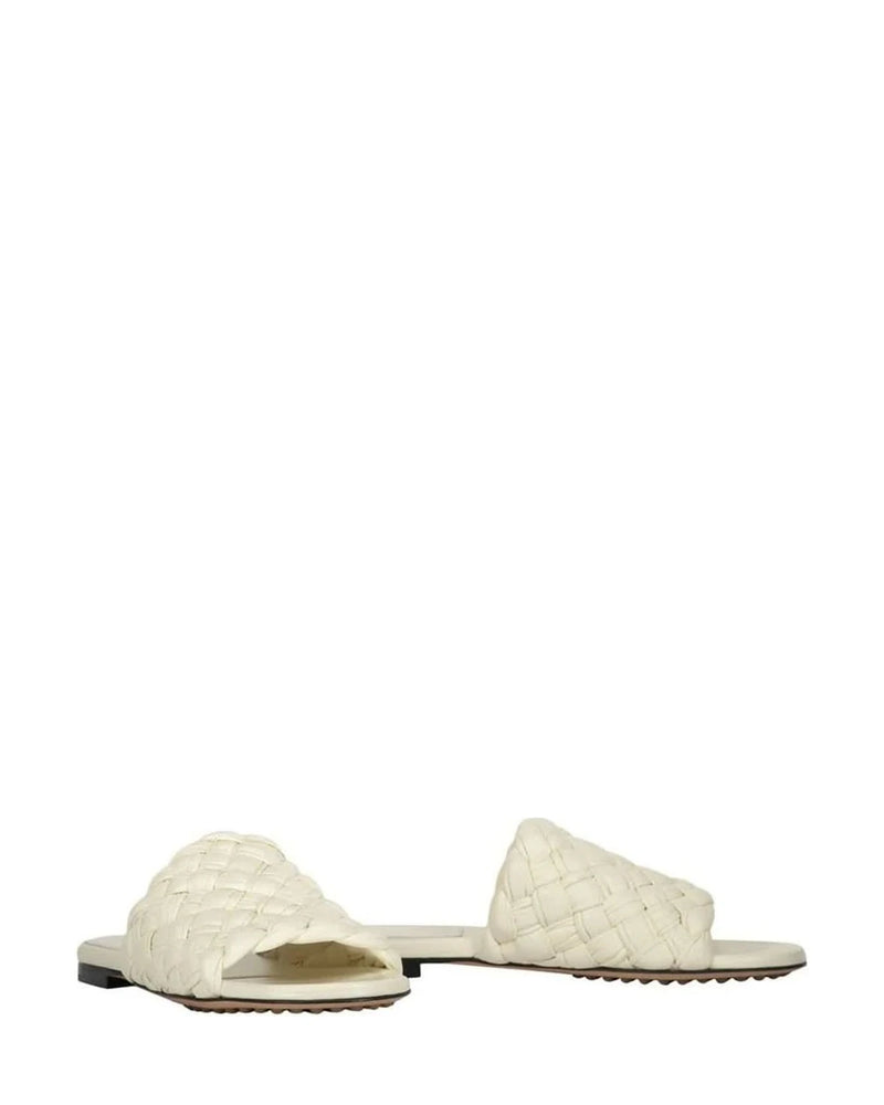 Bottega Veneta White Leather Lamb Mules 