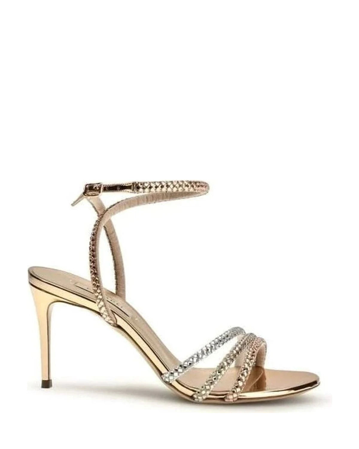 Casadei Gold Calf Leather Bos Taurus Stiletto Heel 