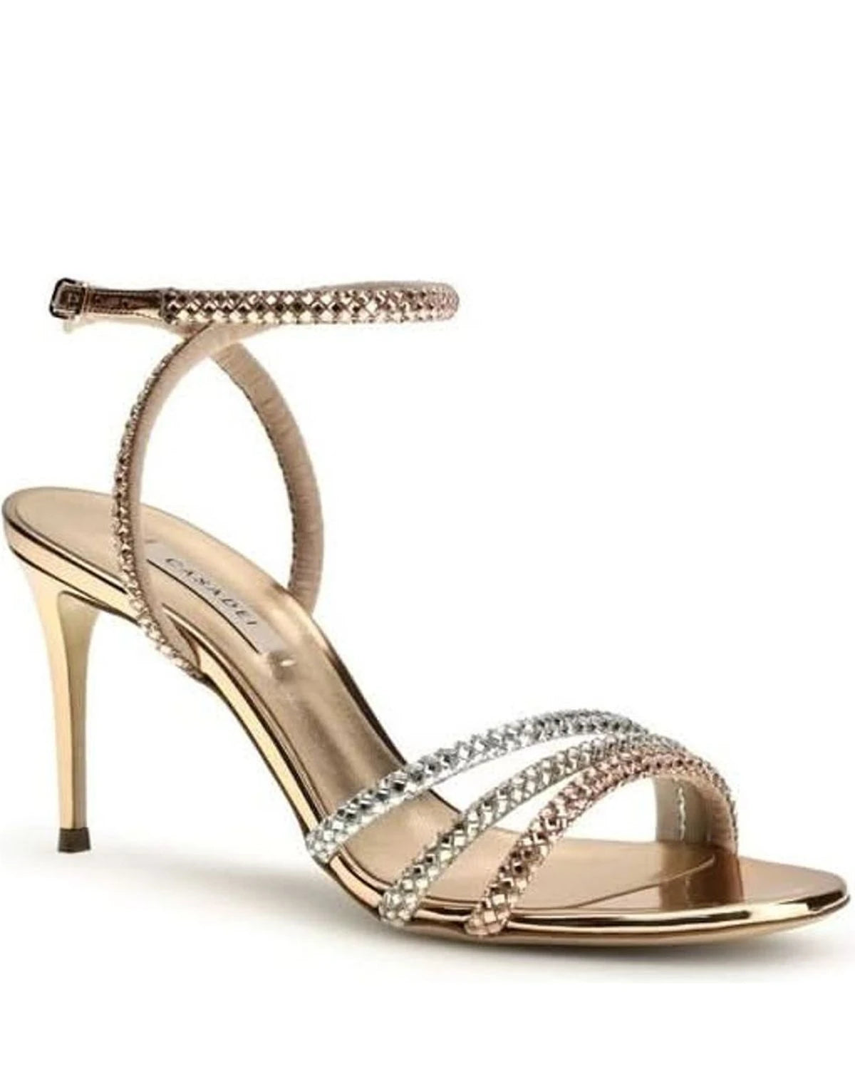 Casadei Gold Calf Leather Bos Taurus Stiletto Heel 