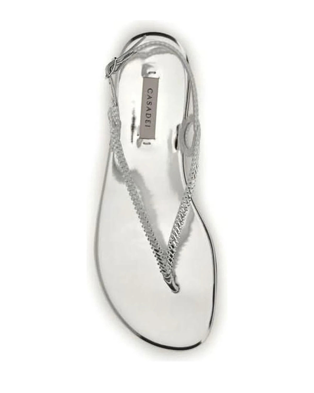 Casadei Silver Calf Leather Bos Taurus Flat Sandals 