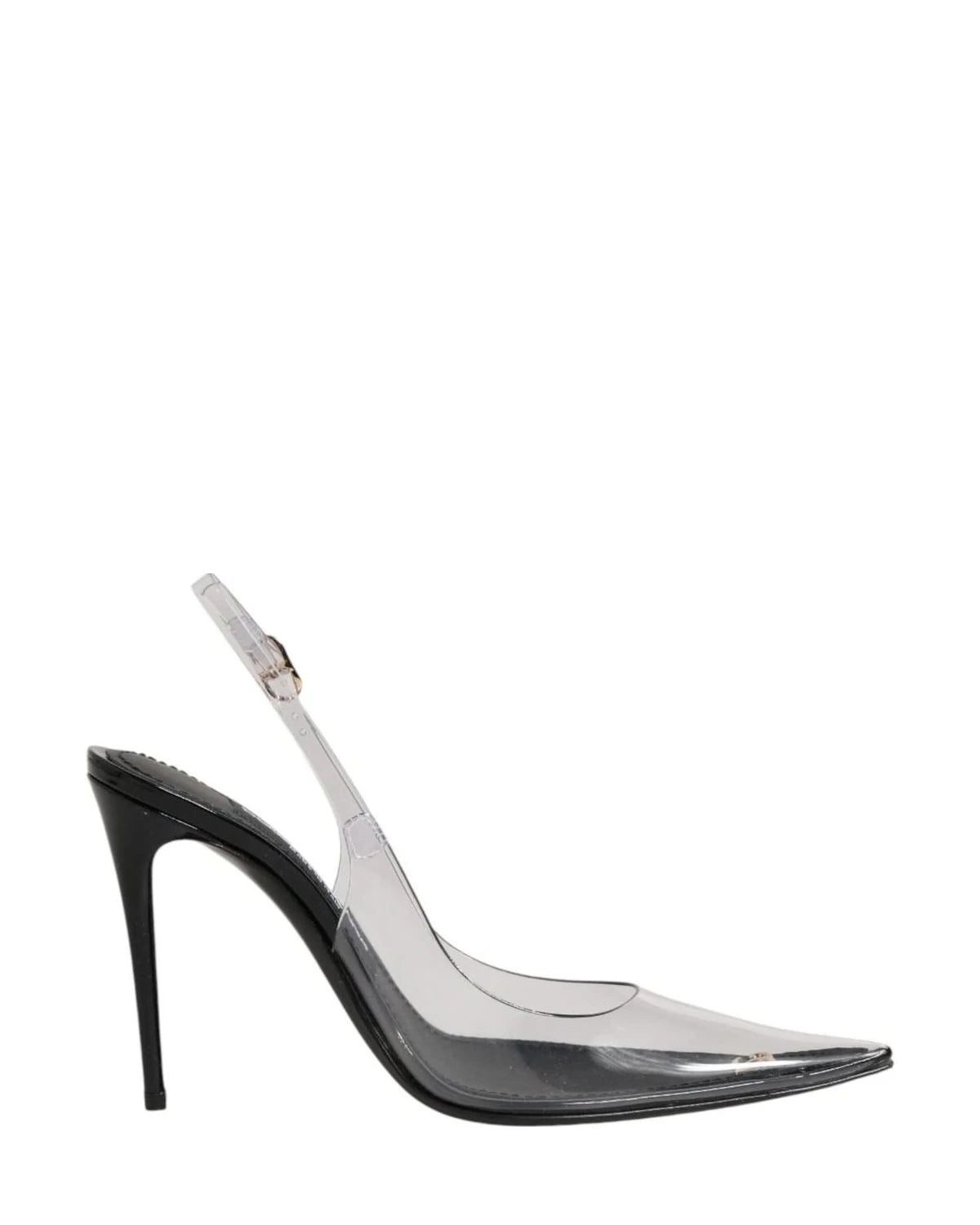 Dolce & Gabbana Black Leather Clear Pvc Slingback Pumps Shoes 