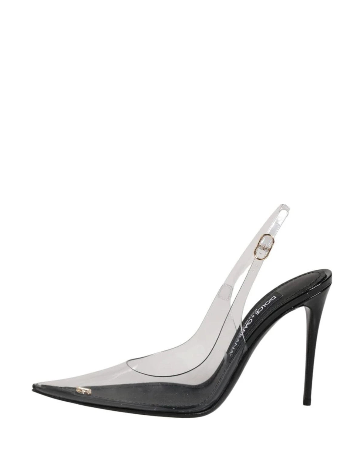 Dolce & Gabbana Black Leather Clear Pvc Slingback Pumps Shoes 
