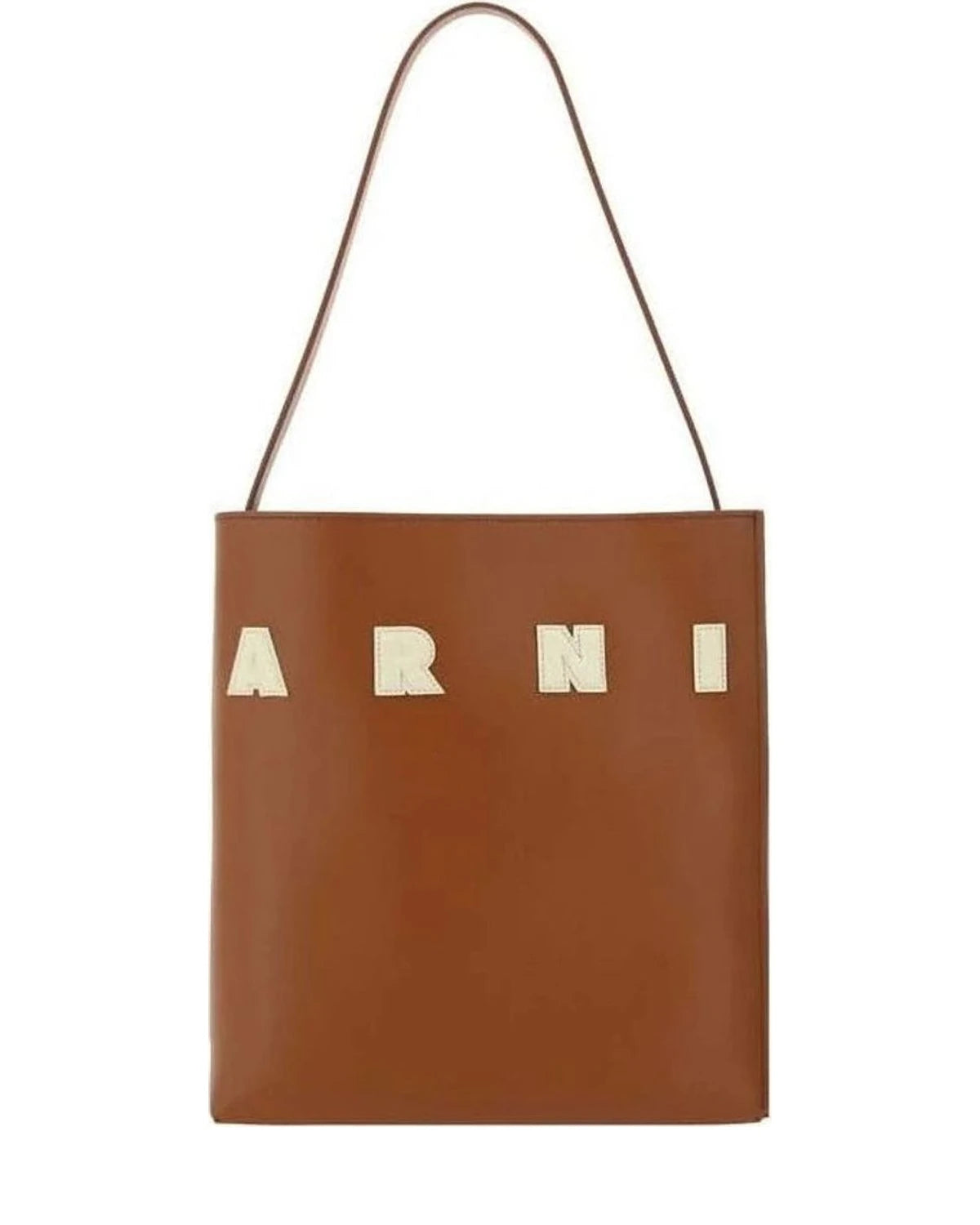Marni Brown Calf Leather Bos Taurus Shoulder Bag 