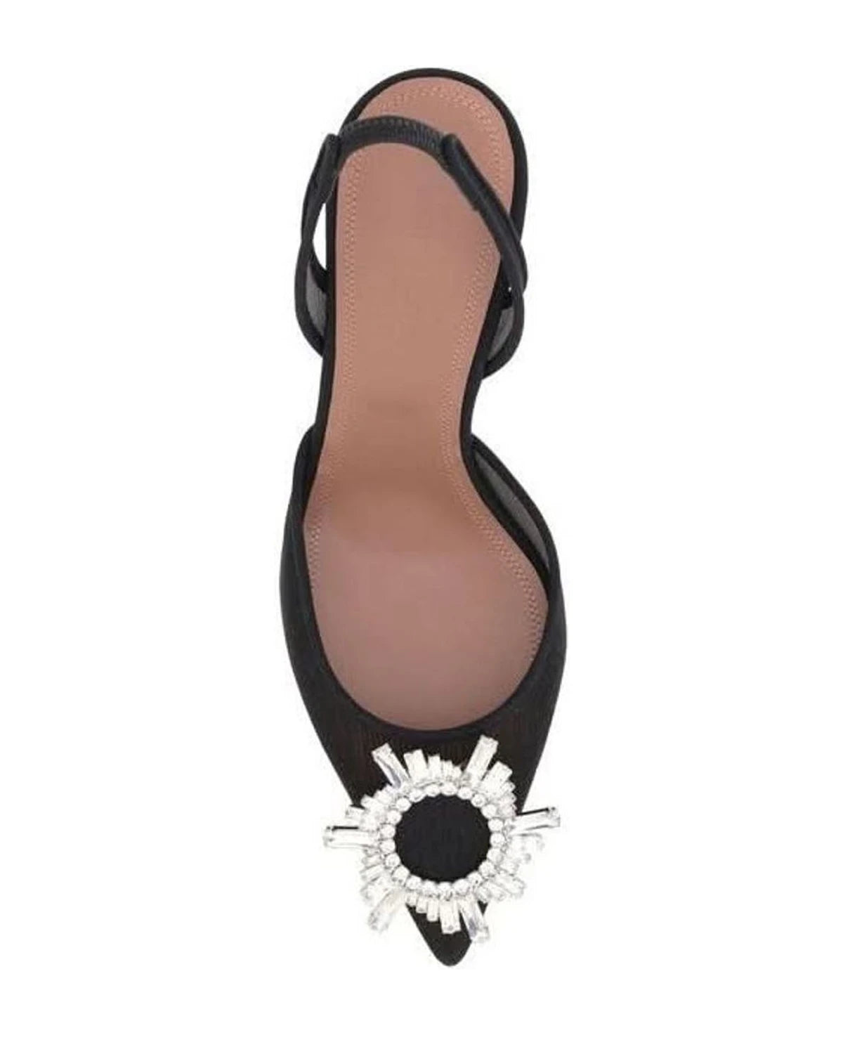 Amina Muaddi Black Nylon High Heel Pumps 