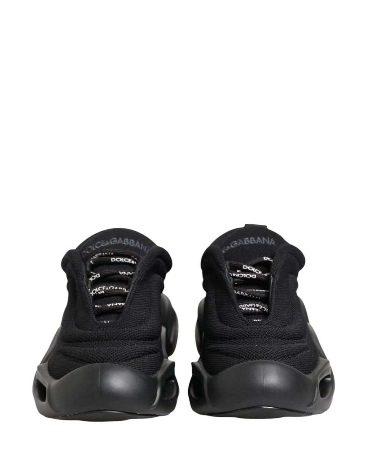 Dolce & Gabbana Black Slip On Low Top Wave Sneakers Shoes 